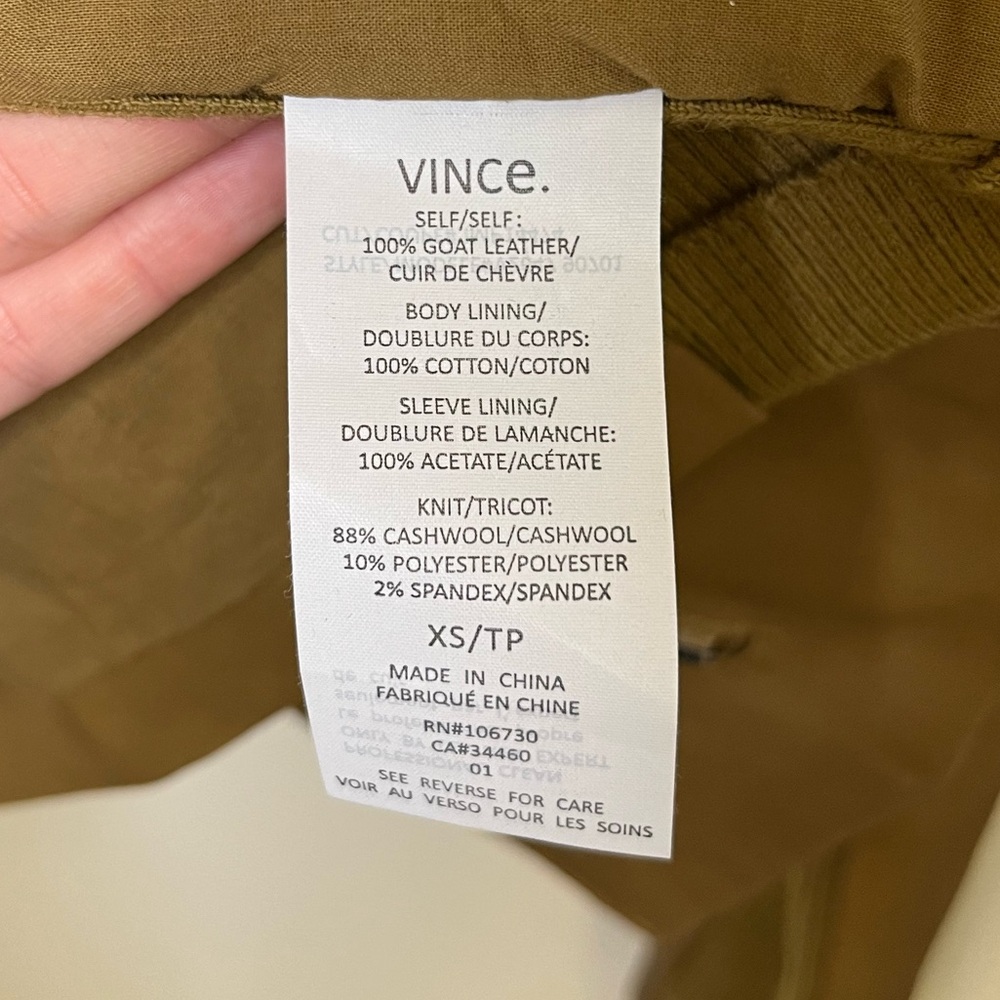 Vince NWOT Goat Leather Moto Jacket Size XS - Picture 9 of 11